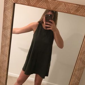 army green suede dress